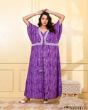 PURPLE DOUBLE LAYERED NIGHTY DRESS WITH SHRUG