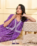 PURPLE DOUBLE LAYERED NIGHTY DRESS WITH SHRUG