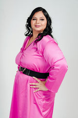 Fuchsia Pink Knee Length Shirt Dress