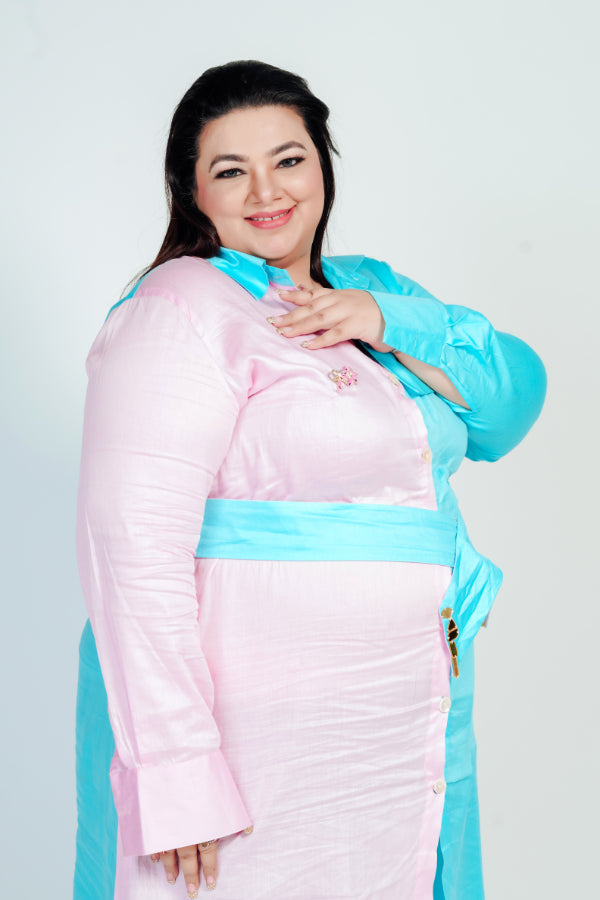 Icecream Pink Blue Shirt Dress