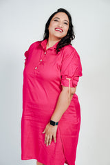 Rose Pink Midi Shirt Dress