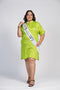 Lime Green Knee Length Shirt Dress