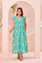 Turquoise Green Floral Print  Kafty Lounge Dress