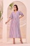 Purple Stripe Print  Kafty Lounge Dress