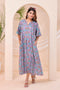 Lavender Blue Floral Print  Kafty Lounge Dress