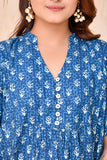 Indigo Blue Traditional Print  Kafty Lounge Dress