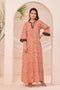 Tangerine Floral Block Print  Kaftan Style Nighty Dress