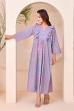 Lavender Blue Floral Print  With Frill Kafty Lounge Dress