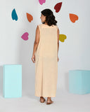 Cookie Cream Embroidered Sleeveless Comfort Dress