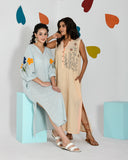 Cookie Cream Embroidered Sleeveless Comfort Dress