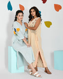 Cookie Cream Embroidered Sleeveless Comfort Dress