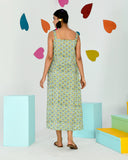 Green Sleeveless Mid Length  Dress