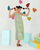 Green Sleeveless Mid Length  Dress