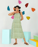 Green Sleeveless Mid Length  Dress