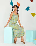 Green Sleeveless Mid Length  Dress