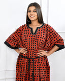 Rust Red Polka Hand Block Printed Kaftan Dress