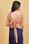 Orange and Blue Floral Block Print Blouse