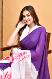 Elegant Purple and Pink Shibori Tie-Dye Mul Cotton Saree