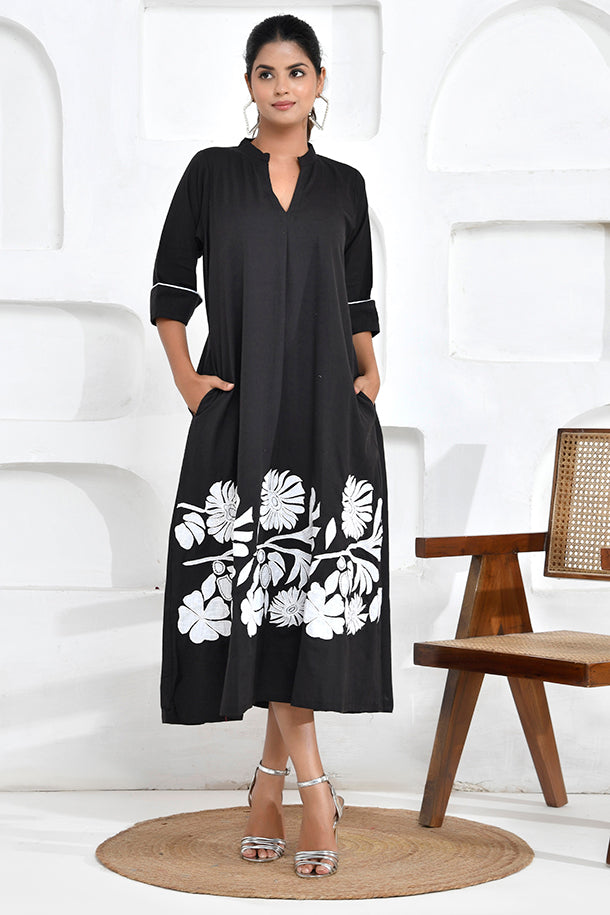 Black And White Floral Shirt Dress Bold Black Floral Embroidered Shirt Dress thesaffronsaga Black And White Floral Shirt Dress Bold Black Floral Embroidered Shirt Dress thesaffronsaga