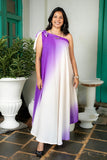 Purple & White Ombre One-Shoulder Maxi Dress for Women