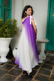 Purple & White Ombre One-Shoulder Maxi Dress for Women