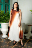 Brown & White Ombre One-Shoulder Maxi Dress for Women