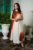 Brown & White Ombre One-Shoulder Maxi Dress for Women