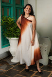 Brown & White Ombre One-Shoulder Maxi Dress for Women