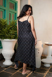Starlit Grace Black Spaghetti Strap Kafty Dress