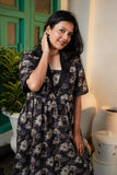 Eternal Bloom Black & Brown Kafty Dress