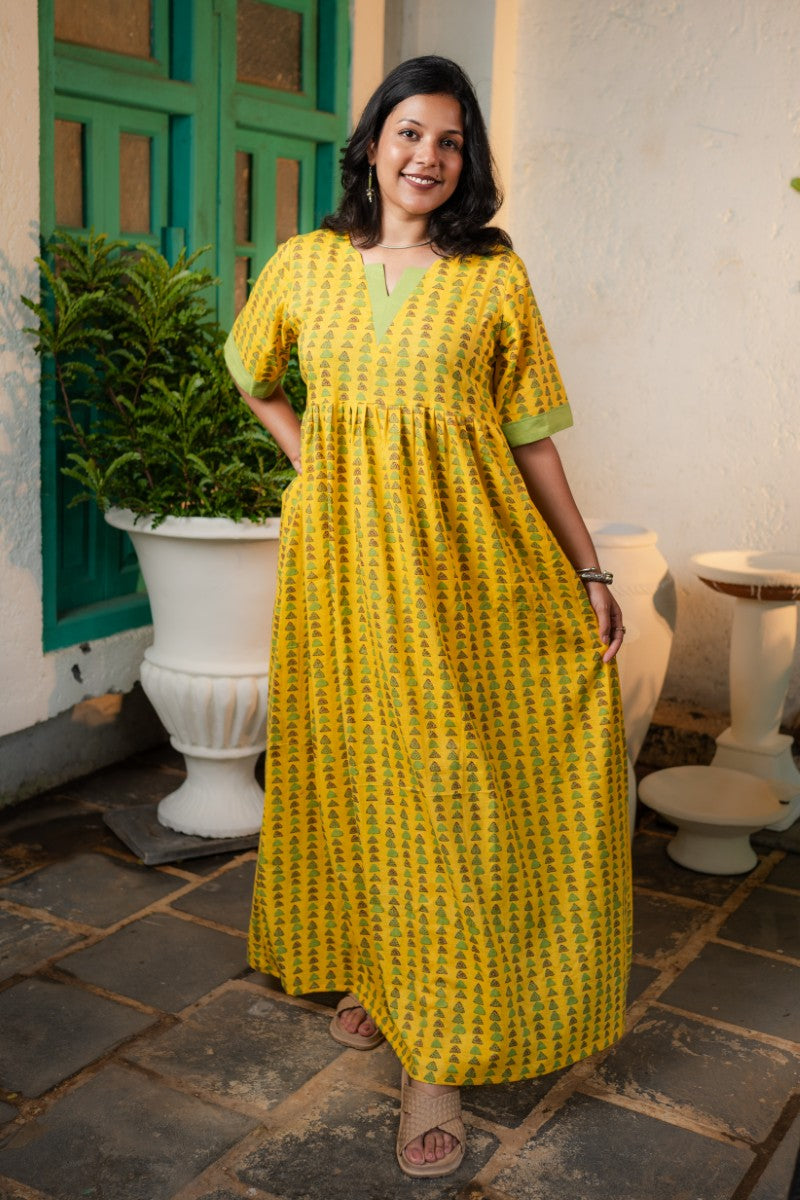 Golden Aura Kafty Dress