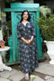 Noor Lotus Block-Print Soft Cotton Kaftan Night Dress – Charcoal Grey