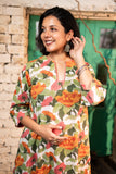 Multicolored Bold Floral Cotton Kaftan Style Nightie