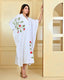 White With  Pink Rose Embroidery Luxury Kaftan