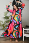 Multicoloured Abstract Velvet Kaftan Nighty
