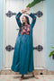 Teal Blue Velvet Kaftan Nighty