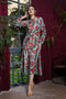 Sea Green Multicoloured Floral Print Velvet Dress