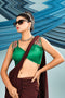 Emerald Green Embroidered Sleeveless Padded Blouse