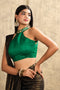 Emerald Green Halter Neck Embroidered padded Blouse