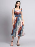 Multicolor Abstract Print Midi Dress