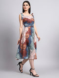 Multicolor Abstract Print Midi Dress