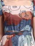 Multicolor Abstract Print Midi Dress