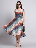 Multicolor Abstract Print Midi Dress
