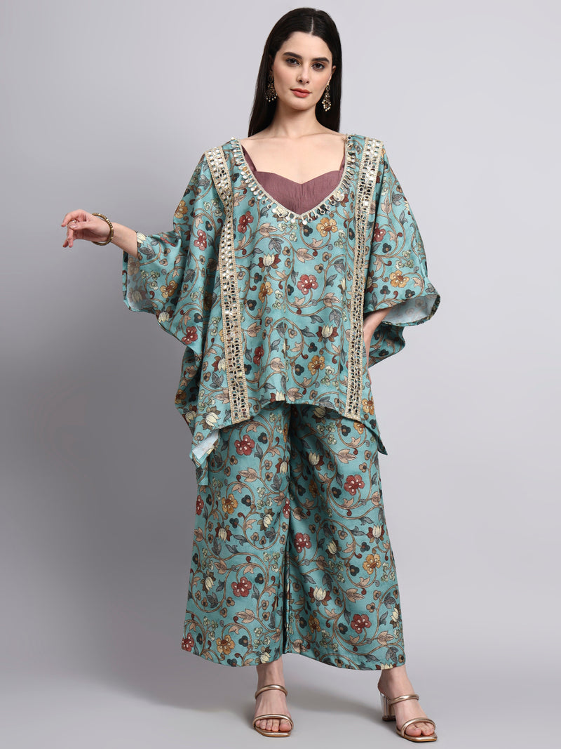 Zehra Sea Green Floral 3-Piece Co-ord Set