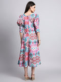Multicolor Ikat Print Midi Dress