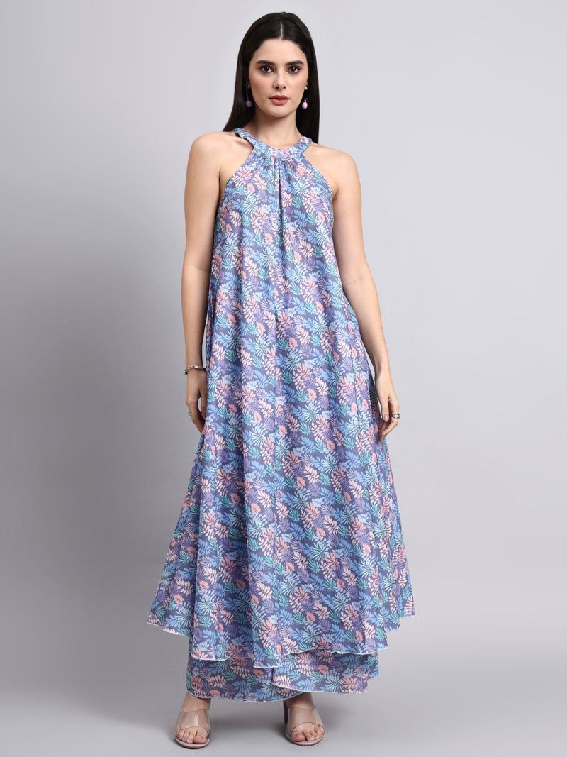 Samira Lavender Floral Halter Co-ord Set