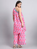 Aafreen Fuchsia Ikat One-Shoulder Coord Set