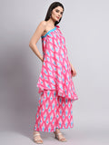 Aafreen Fuchsia Ikat One-Shoulder Coord Set