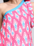 Aafreen Fuchsia Ikat One-Shoulder Coord Set