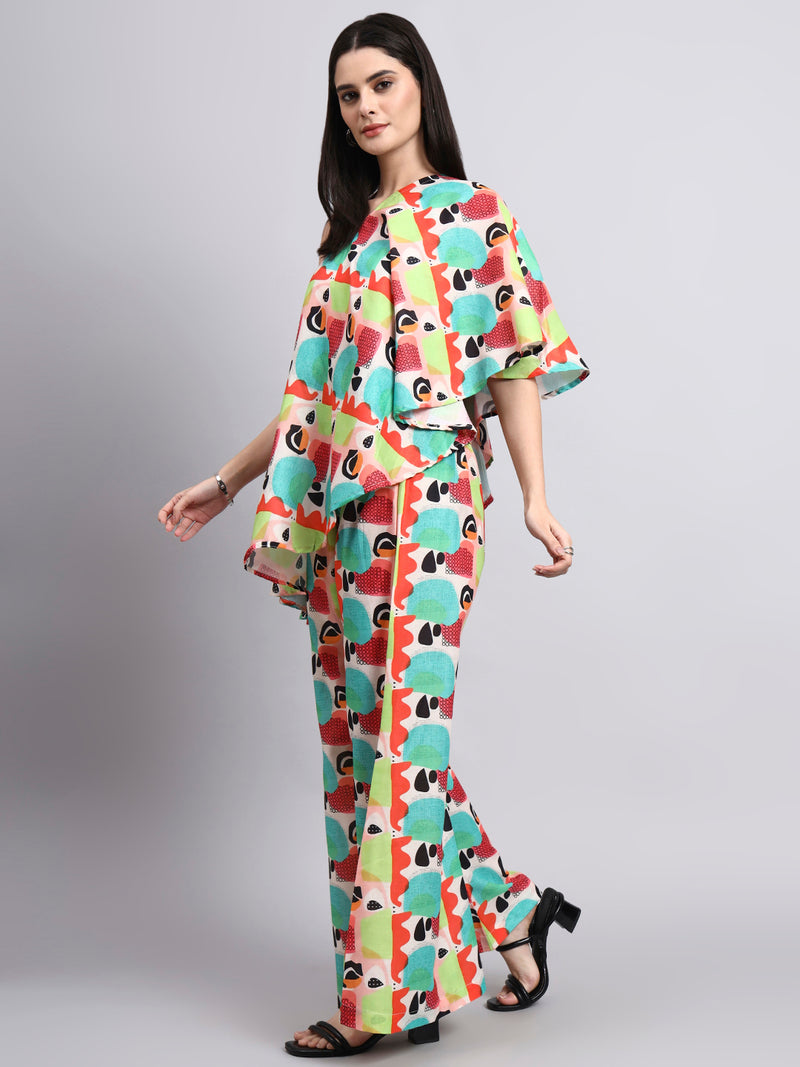 Noorain Multicolour Off-Shoulder Co-ord Set